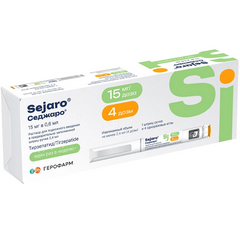 СЕДЖАРО РАСТВОР Д/ПОДКОЖНОГО ВВЕДЕНИЯ ШПРИЦ-РУЧКА 15МГ 2,4МЛ №1+4 ИГЛЫ