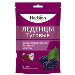 ХЕРБИОН ЛЕДЕНЦЫ ТУТОВЫЕ С ЭВКАЛИПТОМ И ВИТ С И МЕНТОЛОМ 62,5Г