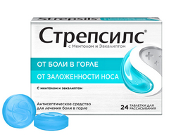 СТРЕПСИЛС ТАБ МЕНТОЛ И ЭВКАЛИПТ №24