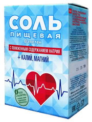 СОЛЬ ПИЩЕВАЯ С ПОНИЖЕННЫМ СОДЕРЖАНИЕМ НАТРИЯ КАЛИЙ, МАГНИЙ 350Г