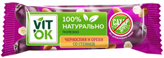 ВИТОК КОНФЕТА-БАТОНЧИК НЕГЛАЗИРОВАННАЯ ЧЕРНОСЛИВ-ОРЕХИ СО СТЕВИЕЙ 30Г