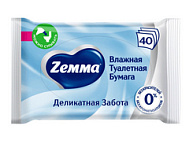 БУМАГА ТУАЛЕТНАЯ ЗЕММА ВЛАЖНАЯ ДЕЛИКАТНАЯ ЗАБОТА №40