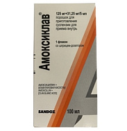 АМОКСИКЛАВ ПОРОШОК Д/СУСПЕНЗИИ ФЛ 125МГ+31,25МГ/5МЛ 7,88Г