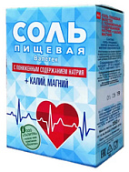 СОЛЬ ПИЩЕВАЯ С ПОНИЖЕННЫМ СОДЕРЖАНИЕМ НАТРИЯ КАЛИЙ, МАГНИЙ 350Г